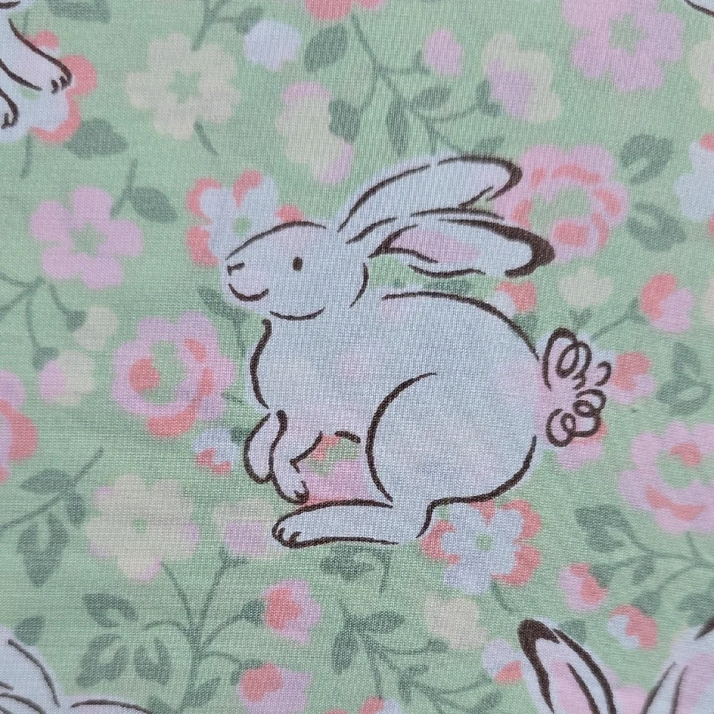 Cath Kidston Green Pink Bunny Floral Full Sheet Set 100% Cotton Spring Easter